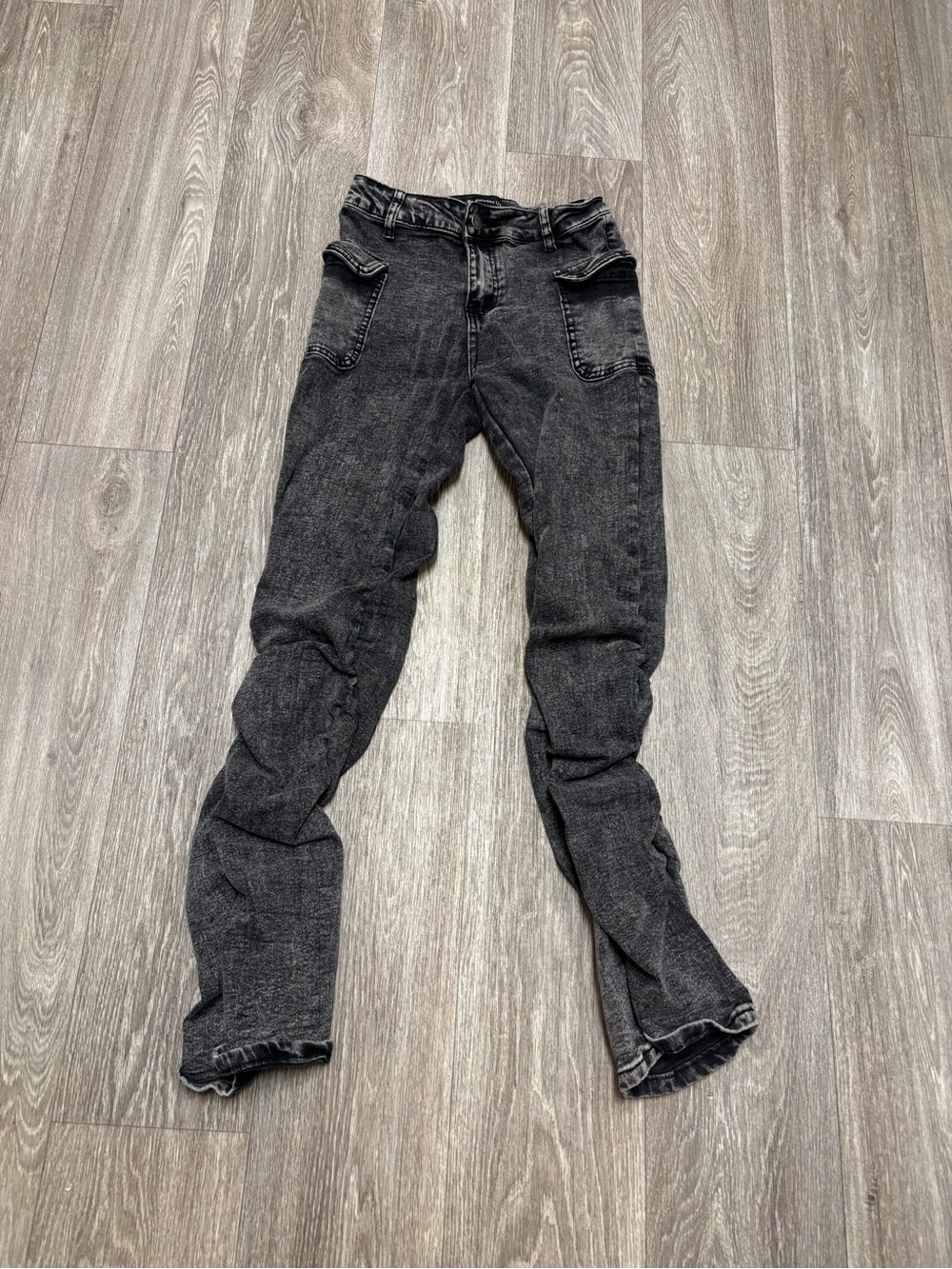 Women’s Black Stacked Washed Jeans - Classic Slim Fit